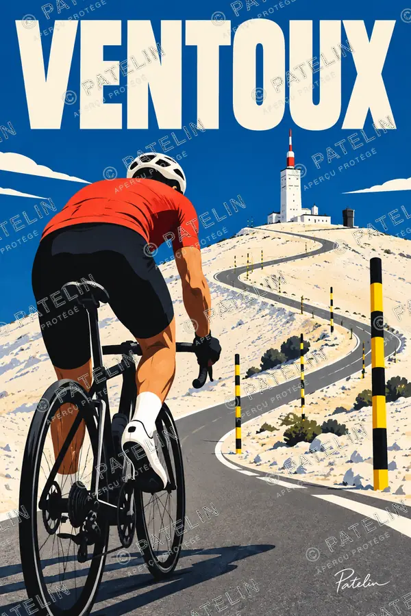 Illustration Mont Ventoux — Le dernier virage vers le sommet, style Pop