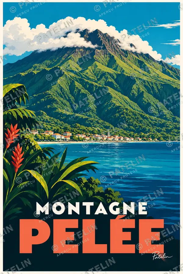 Illustration Montagne Pelée — Montagne Pelée, style Pop