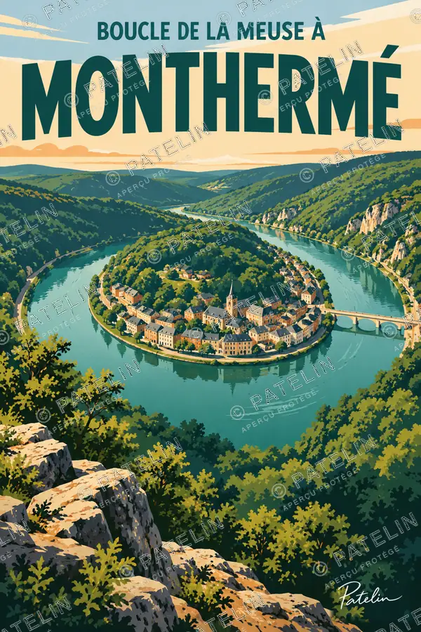 Illustration Monthermé — La boucle de la Meuse, style Pop