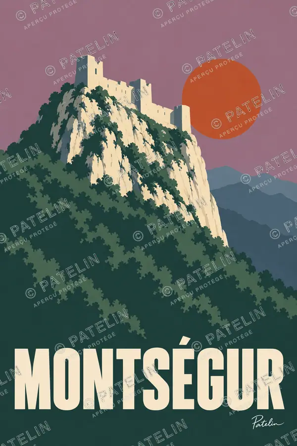 Illustration Montségur — La forteresse sous le soleil, style Minimal
