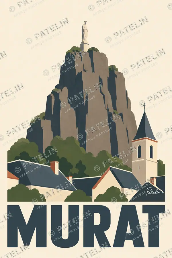 Illustration Murat — La ville et le rocher, style Minimal