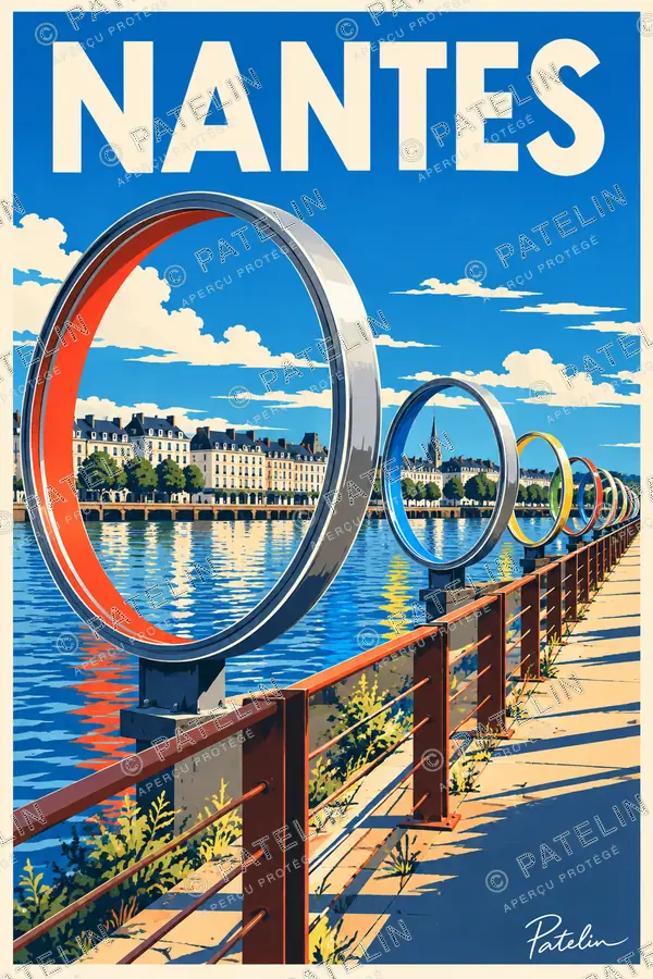 Illustration Nantes — Les anneaux de Buren, style Pop