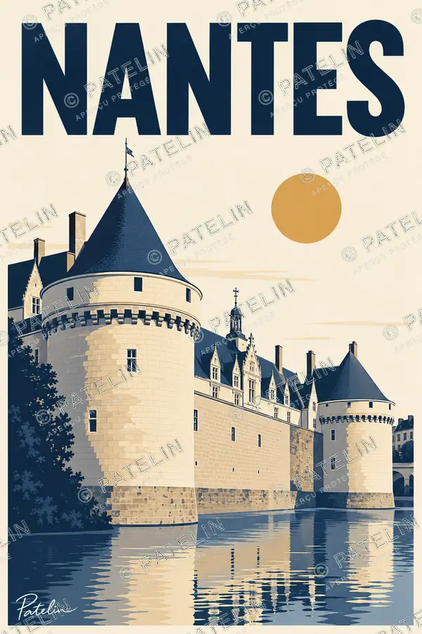 Illustration Nantes — Le château des ducs, style Minimal