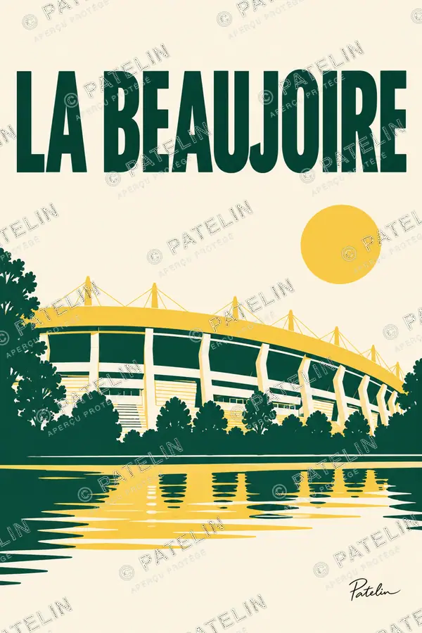 Illustration Nantes — Le stade de la Beaujoire, style Minimal