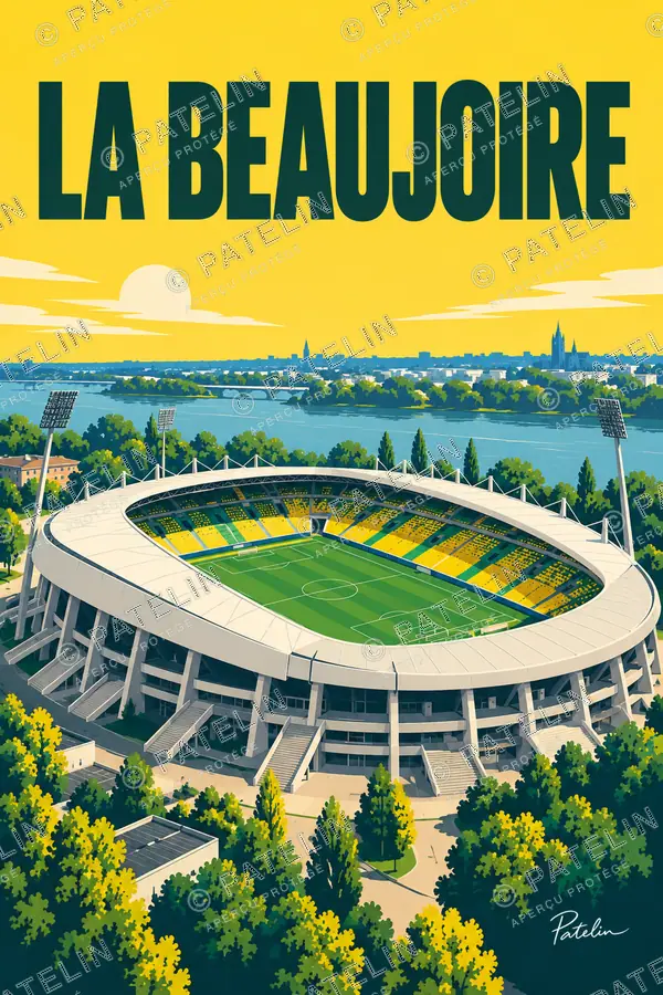 Illustration Nantes — La Beaujoire vue du ciel, style Pop