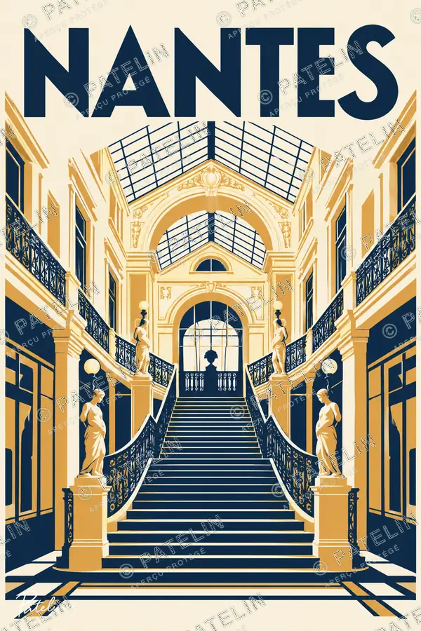 Illustration Nantes — Le passage Pommeraye, style Minimal