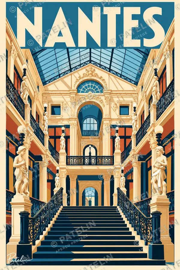 Illustration Nantes — Le passage Pommeraye, style Pop