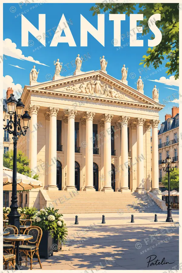 Illustration Nantes — La place Graslin, style Pop
