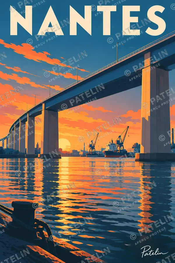 Illustration Nantes — Le pont de Cheviré, style Pop