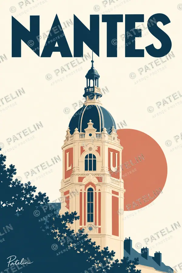Illustration Nantes — La tour LU, style Minimal