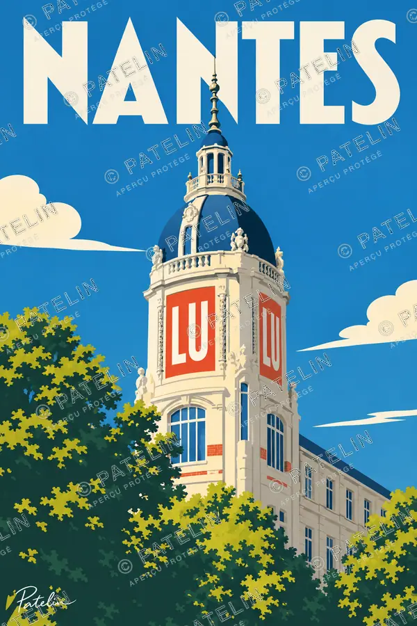 Illustration Nantes — La tour LU, style Pop