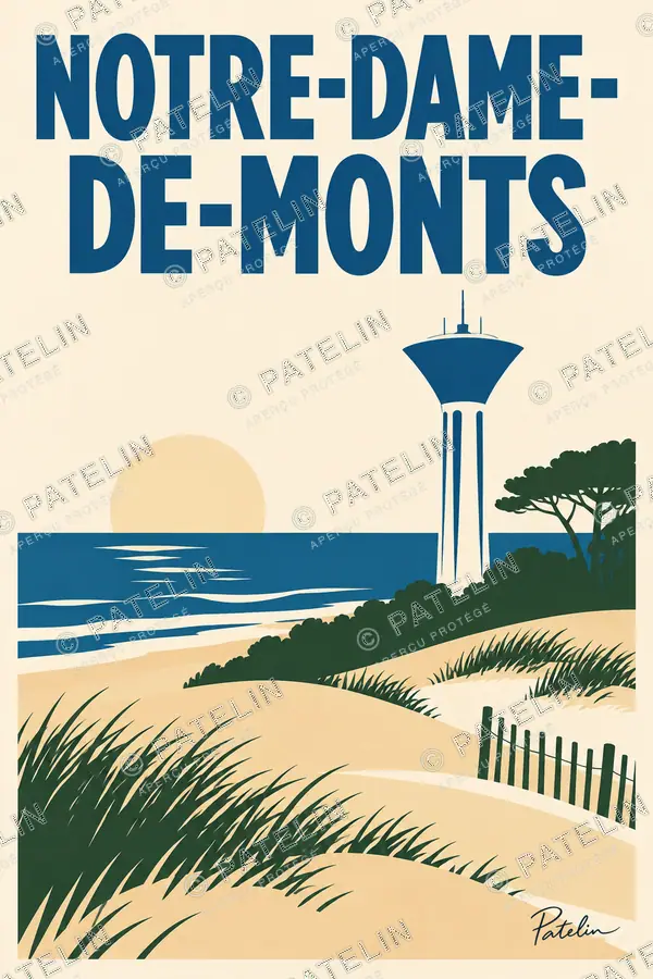 Illustration Notre-Dame-de-Monts — Les dunes et Kulmino, style Minimal