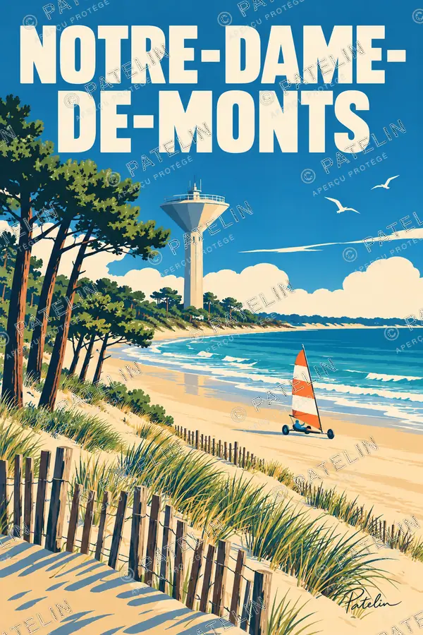 Illustration Notre-Dame-de-Monts — Le sentier vers la mer, style Pop