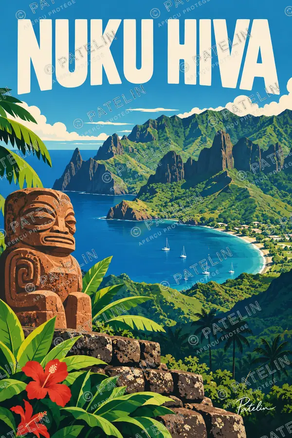 Illustration Nuku Hiva — Nuku Hiva, style Pop