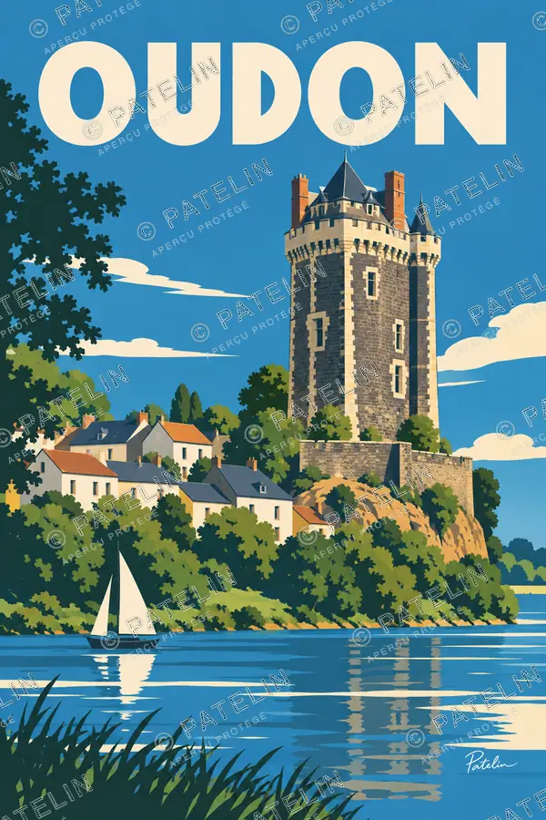 Illustration Oudon — La tour et la Loire, style Pop