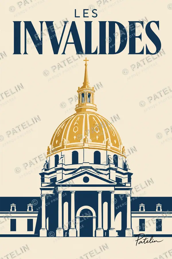 Illustration Paris — Les Invalides, style Minimal