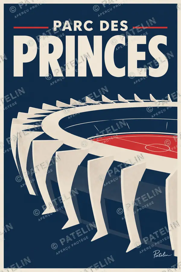 Illustration Paris — Le Parc des Princes, style Minimal