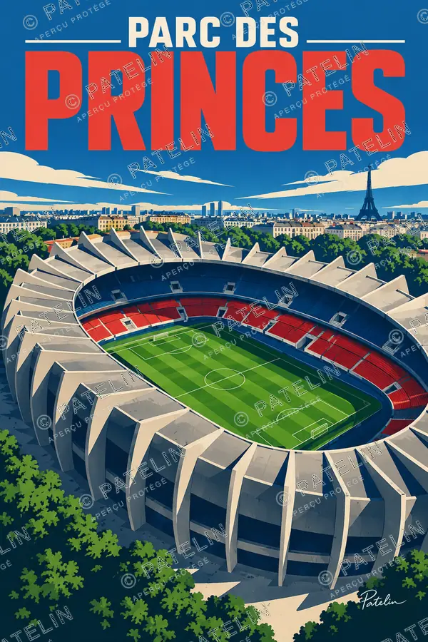 Illustration Paris — Le Parc des Princes, style Pop