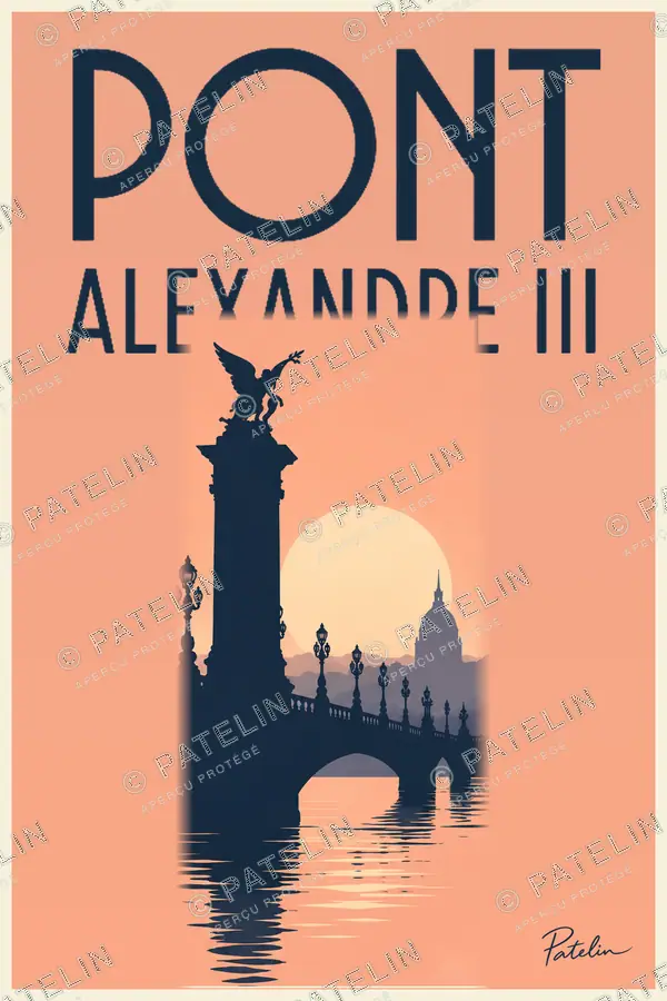 Illustration Paris — Le pont Alexandre III, style Minimal