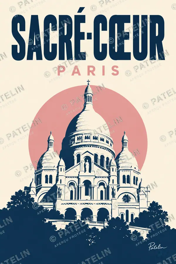 Illustration Paris — Le Sacré-Cœur, style Minimal