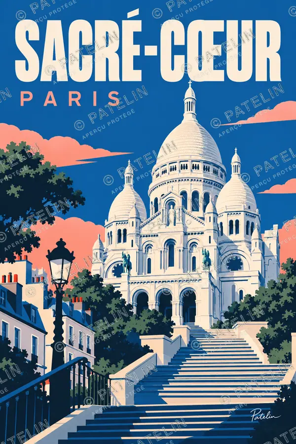 Illustration Paris — Le Sacré-Cœur, style Pop