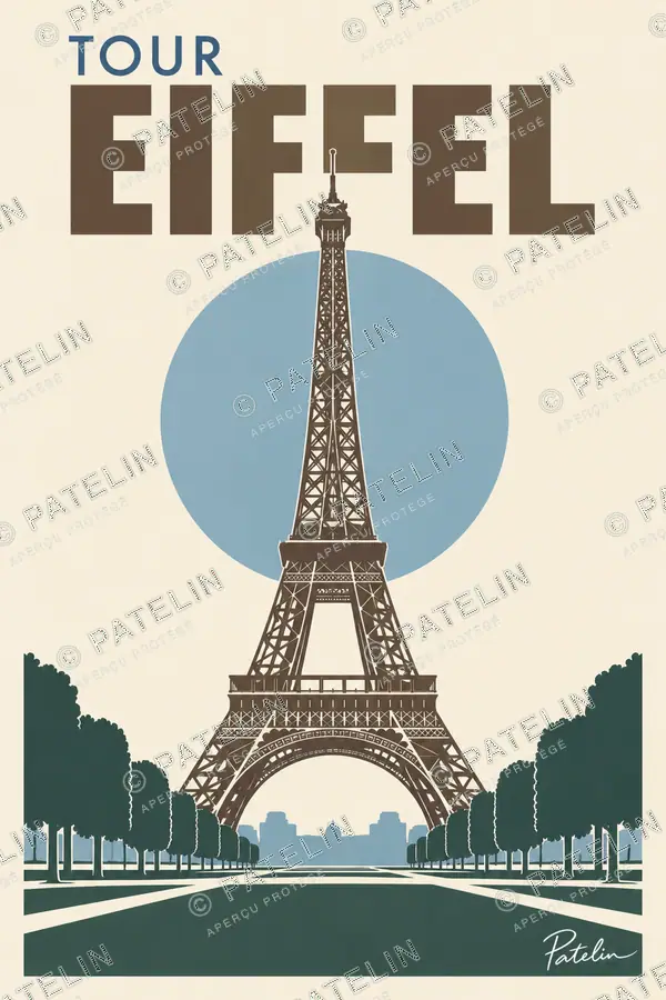 Illustration Paris — La tour Eiffel, style Minimal