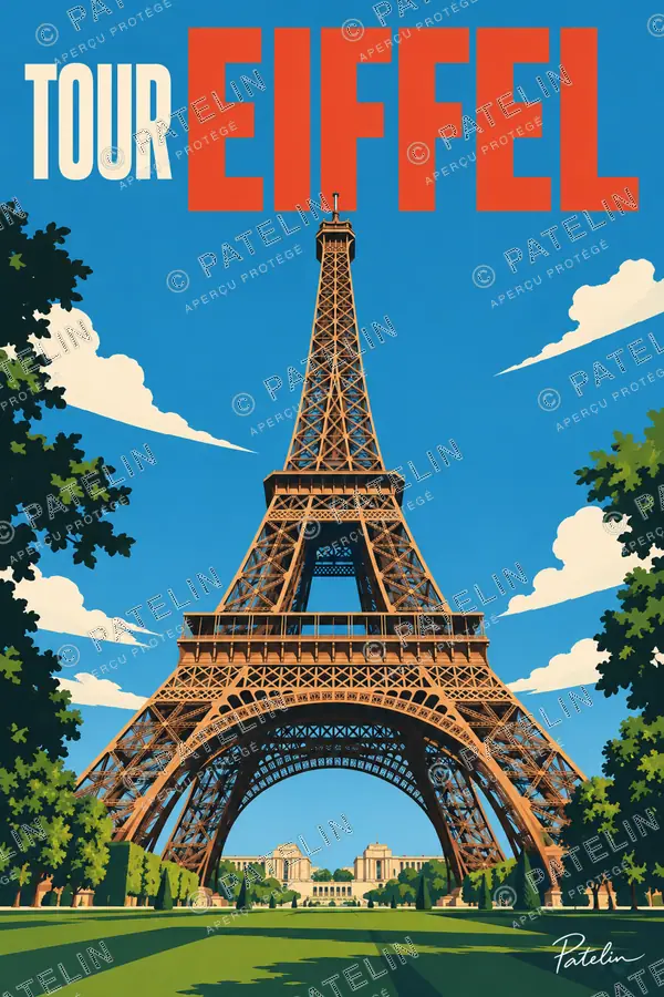 Illustration Paris — La tour Eiffel, style Pop