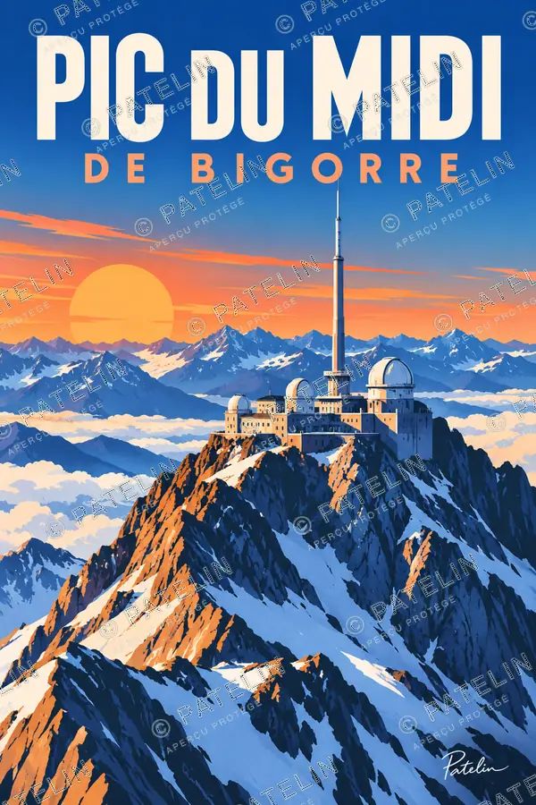 Illustration Pic du Midi de Bigorre — L’observatoire au sommet, style Pop
