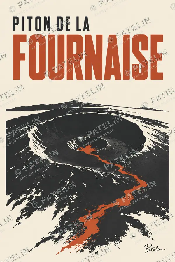 Illustration Piton de la Fournaise — Piton de la Fournaise, style Minimal