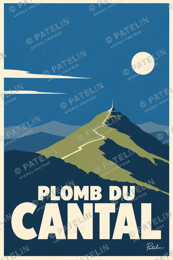 Illustration Plomb du Cantal — Les lignes des monts, style Minimal