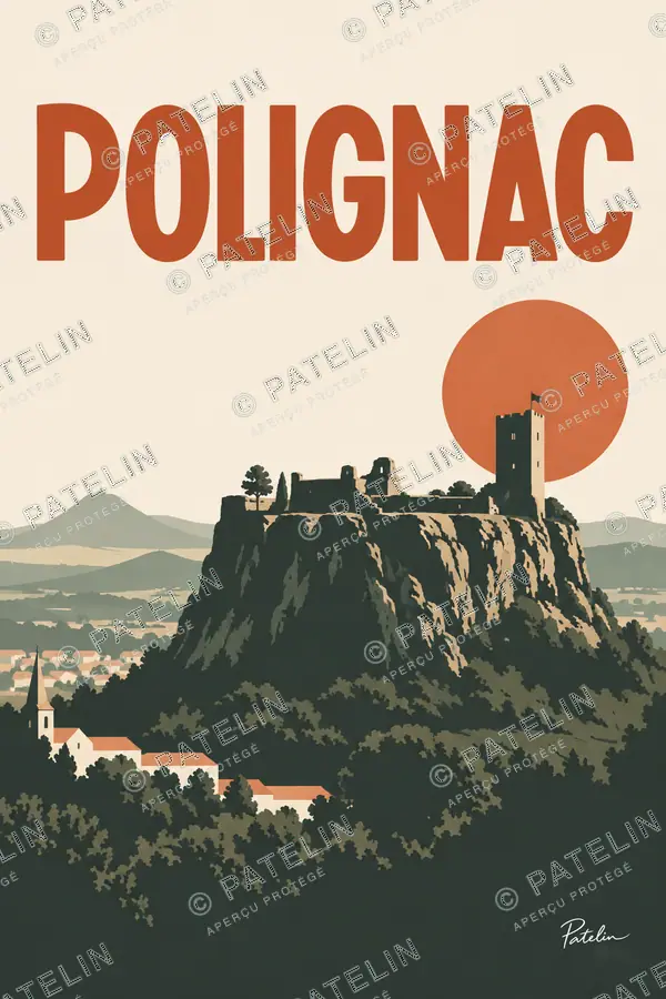 Illustration Polignac — La forteresse sur son rocher, style Minimal