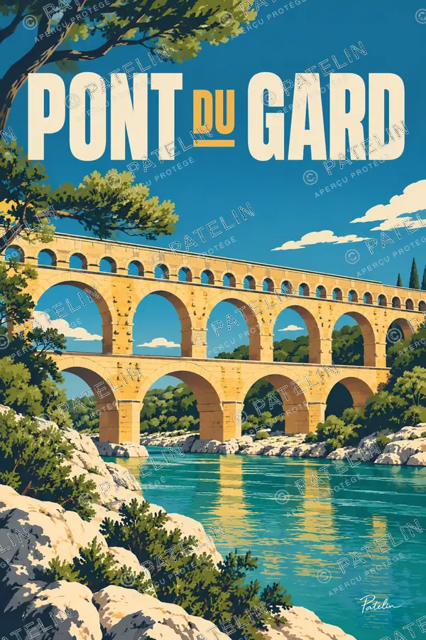Illustration Pont du Gard — Pont du Gard, style Pop