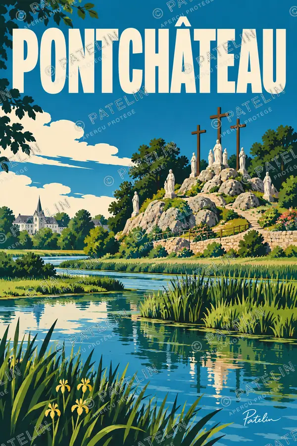 Illustration Pontchâteau — Le calvaire au bord de l’eau, style Pop