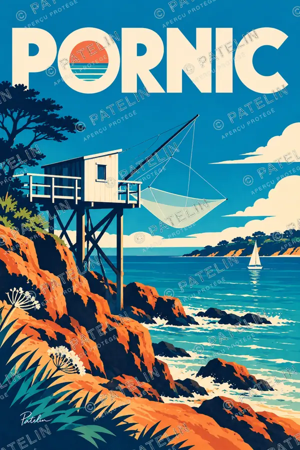 Pornic — Les pêcheries, illustration Pop