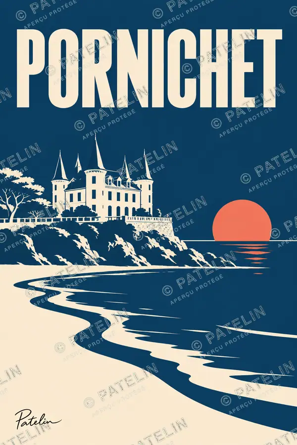 Illustration Pornichet — La villa au couchant, style Minimal