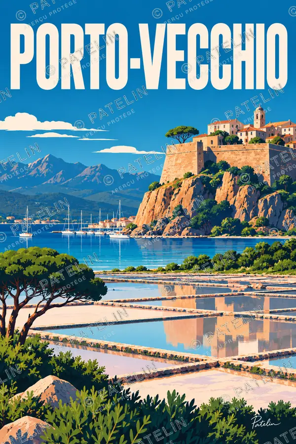 Illustration Porto-Vecchio — Porto-Vecchio, style Pop