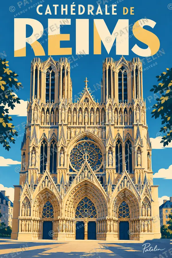 Illustration Reims — La cathédrale de Reims, style Pop