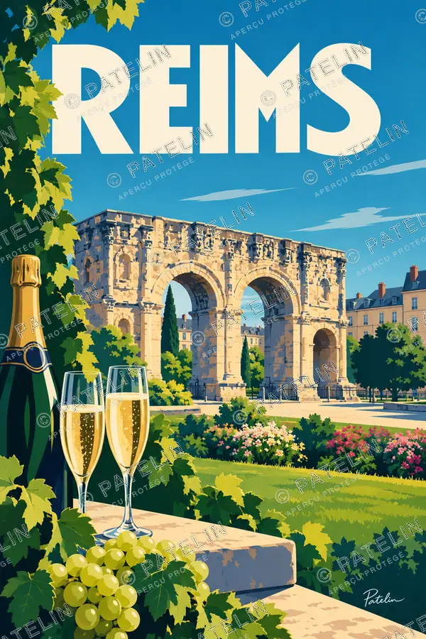 Illustration Reims — Reims — autre vue, style Pop