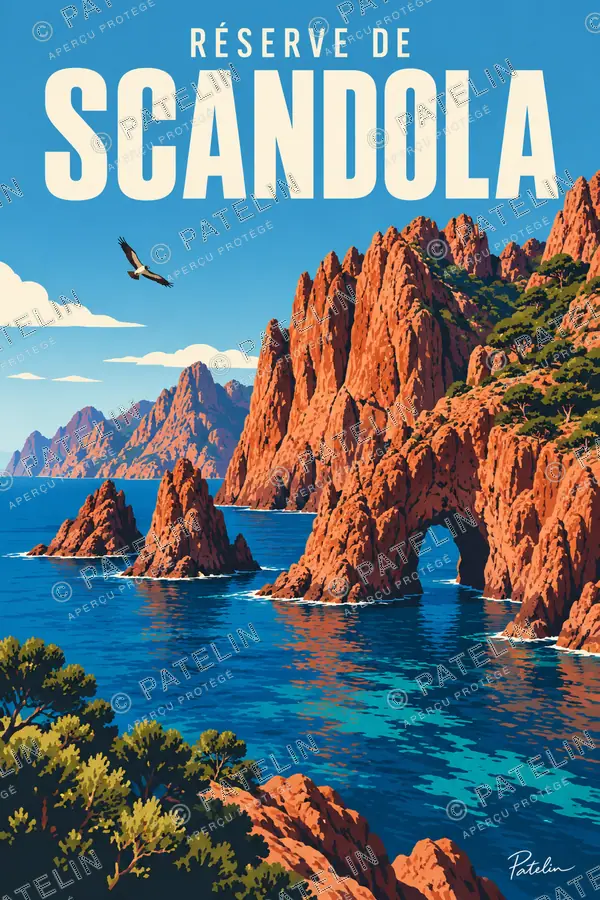 Illustration Réserve de Scandola — Réserve de Scandola, style Pop