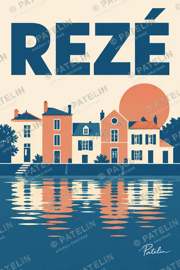Illustration Rezé — Trentemoult en couleurs, style Minimal