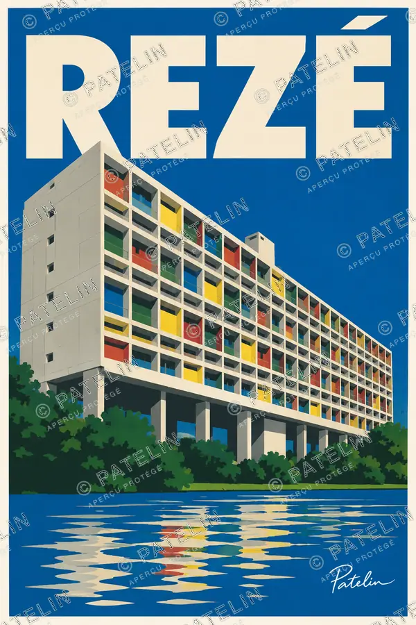 Illustration Rezé — La Maison radieuse, style Pop