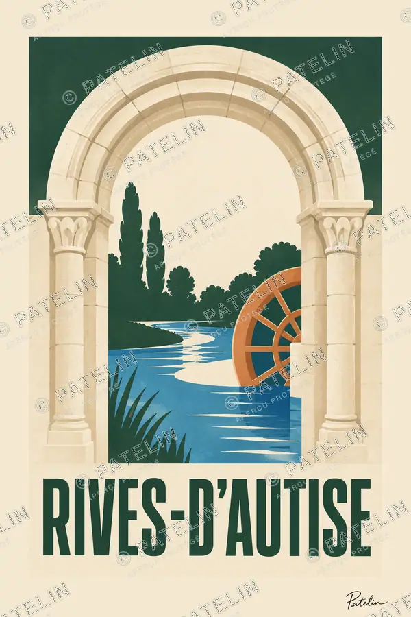 Illustration Rives-d’Autise — L’arche et la roue, style Minimal