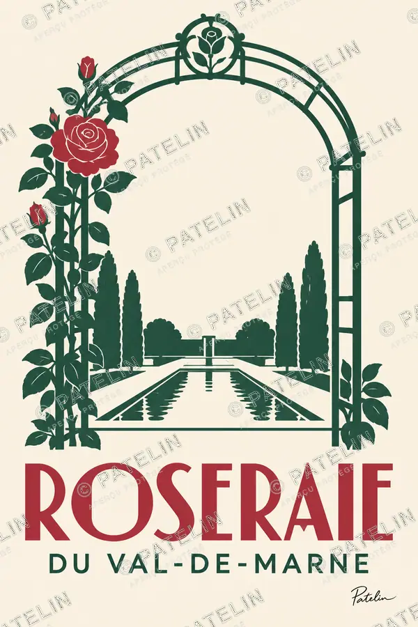 Illustration Roseraie du Val-de-Marne — Les roses et la pergola, style Minimal