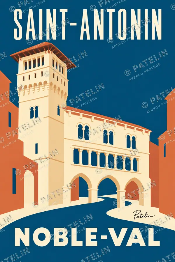 Illustration Saint-Antonin-Noble-Val — La maison romane, style Minimal