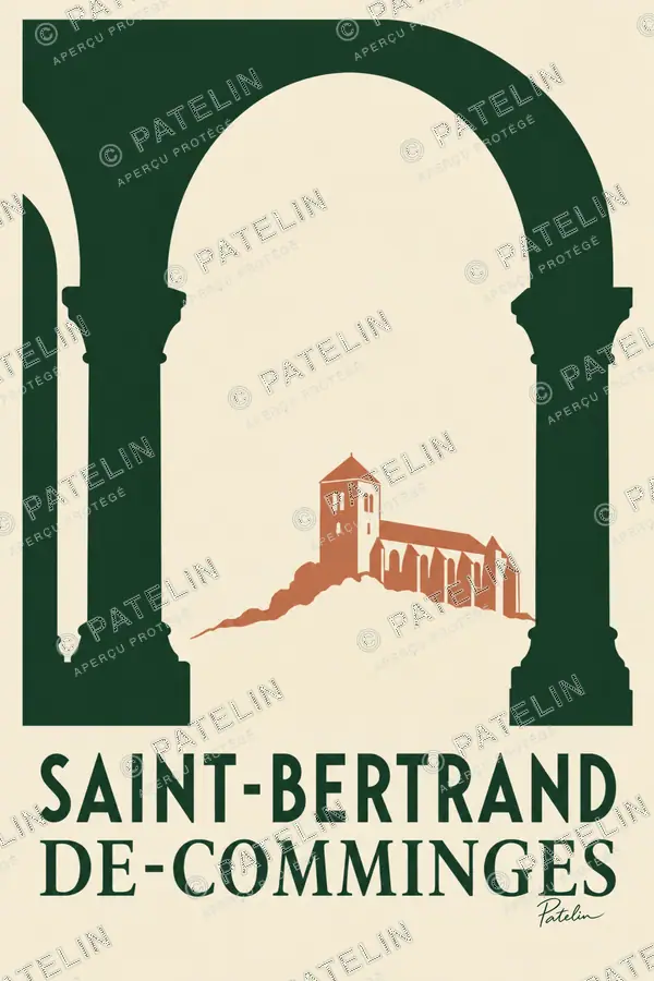 Illustration Saint-Bertrand-de-Comminges — La cathédrale depuis le cloître, style Minimal