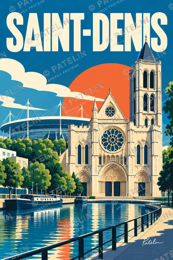 Saint-Denis — La basilique et le stade, illustration Pop