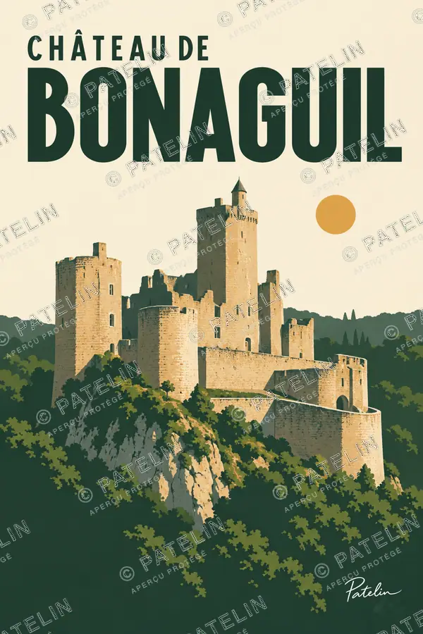 Illustration Saint-Front-sur-Lémance — Le château de Bonaguil, style Minimal