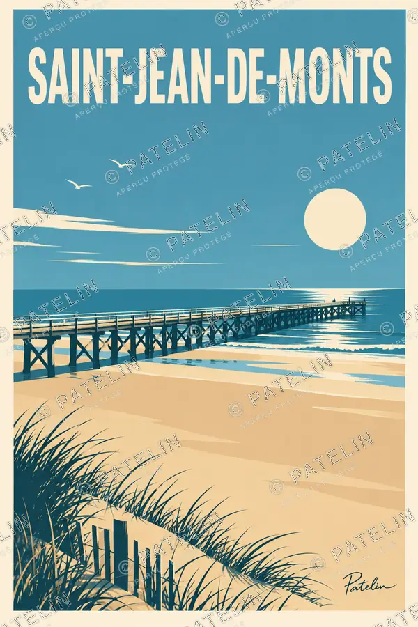 Illustration Saint-Jean-de-Monts — L’estacade et les dunes, style Minimal