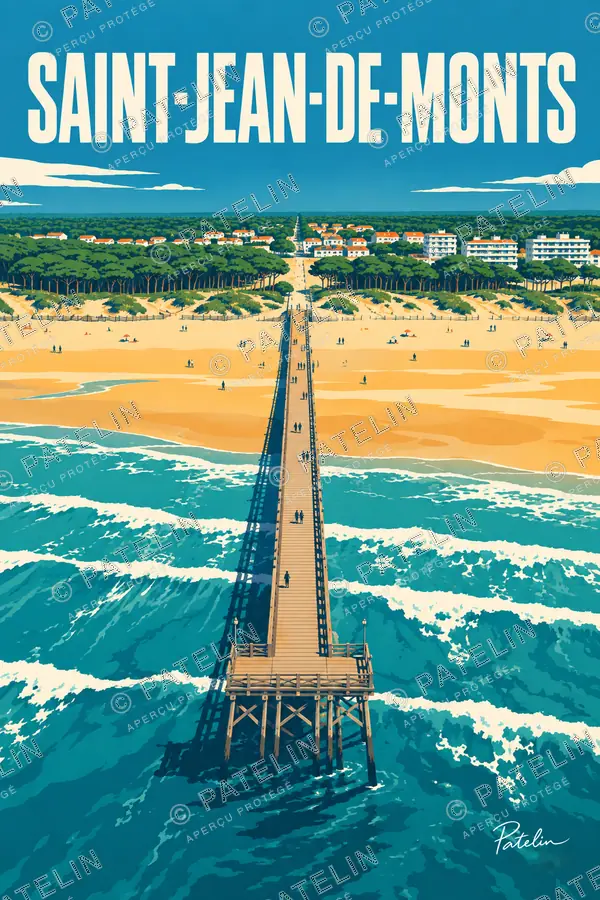 Illustration Saint-Jean-de-Monts — L’estacade vue du large, style Pop