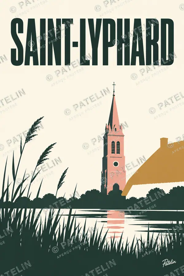 Illustration Saint-Lyphard — Le clocher en Brière, style Minimal